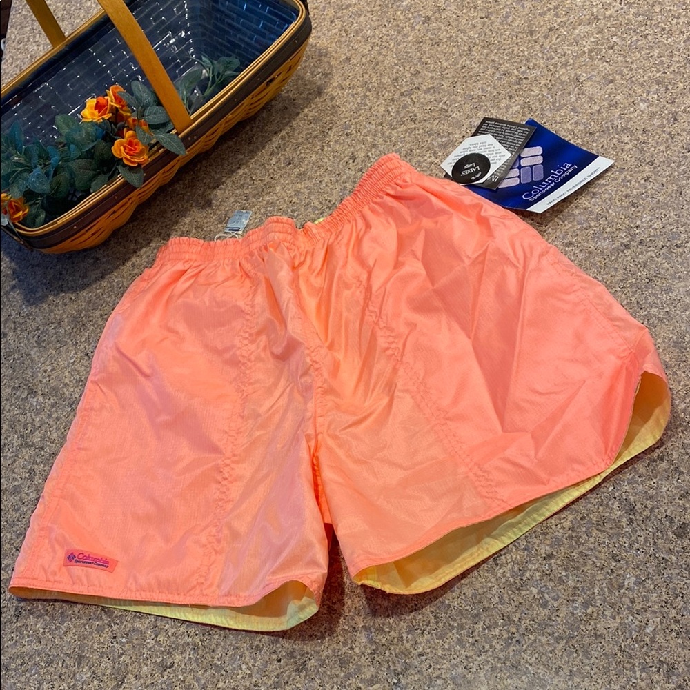 NWT Columbia Neon PAGO PAGO Reversible Shorts Orange Yellow Large Lightweight